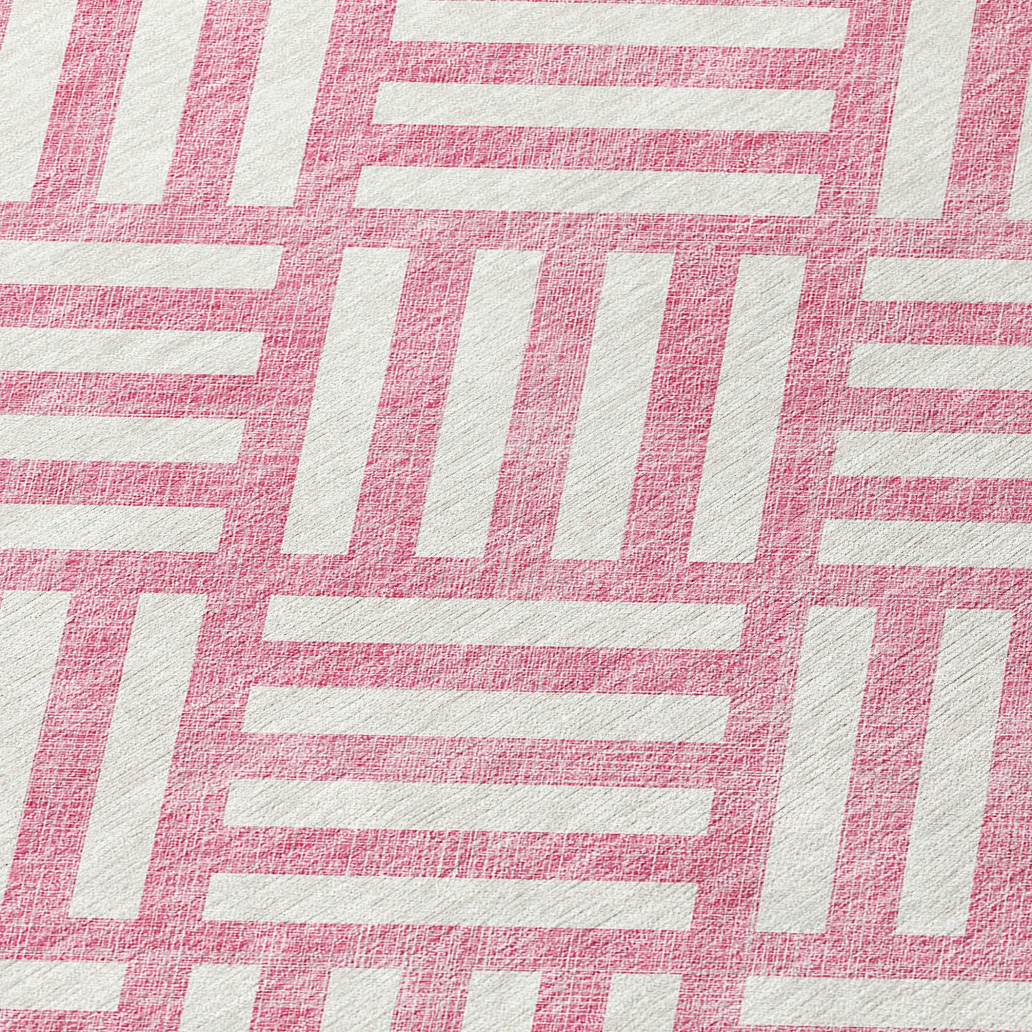 5' X 8' Pink And Ivory Geometric Washable Indoor Outdoor Area Rug-4