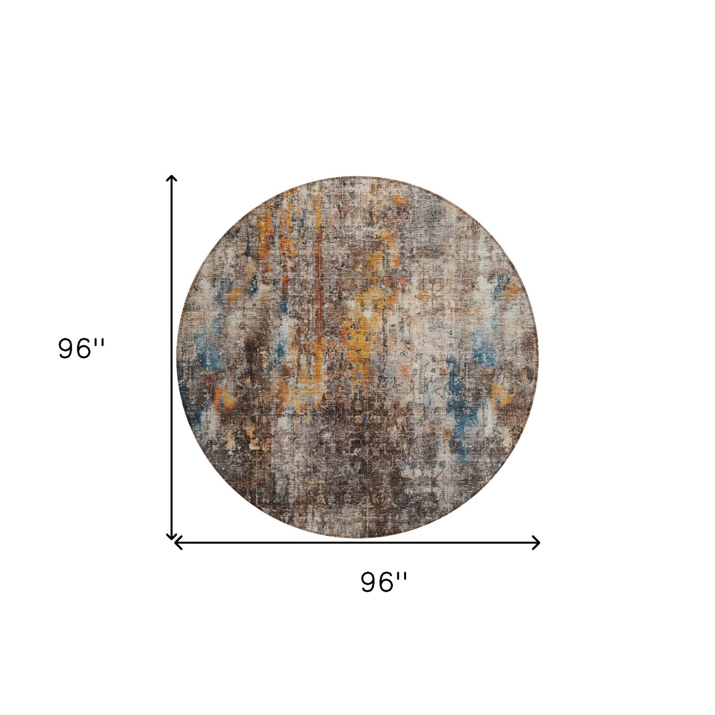 8' Taupe Chocolate And Copper Round Abstract Washable Indoor Outdoor Area Rug-2