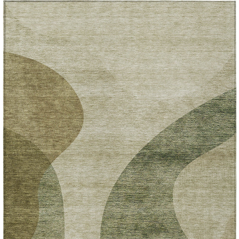 3' X 5' Beige And Chocolate Abstract Washable Indoor Outdoor Area Rug-4