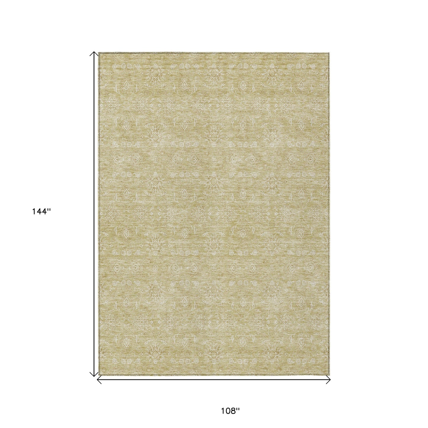 9' X 12' Beige Tan And Ivory Floral Washable Indoor Outdoor Area Rug-2