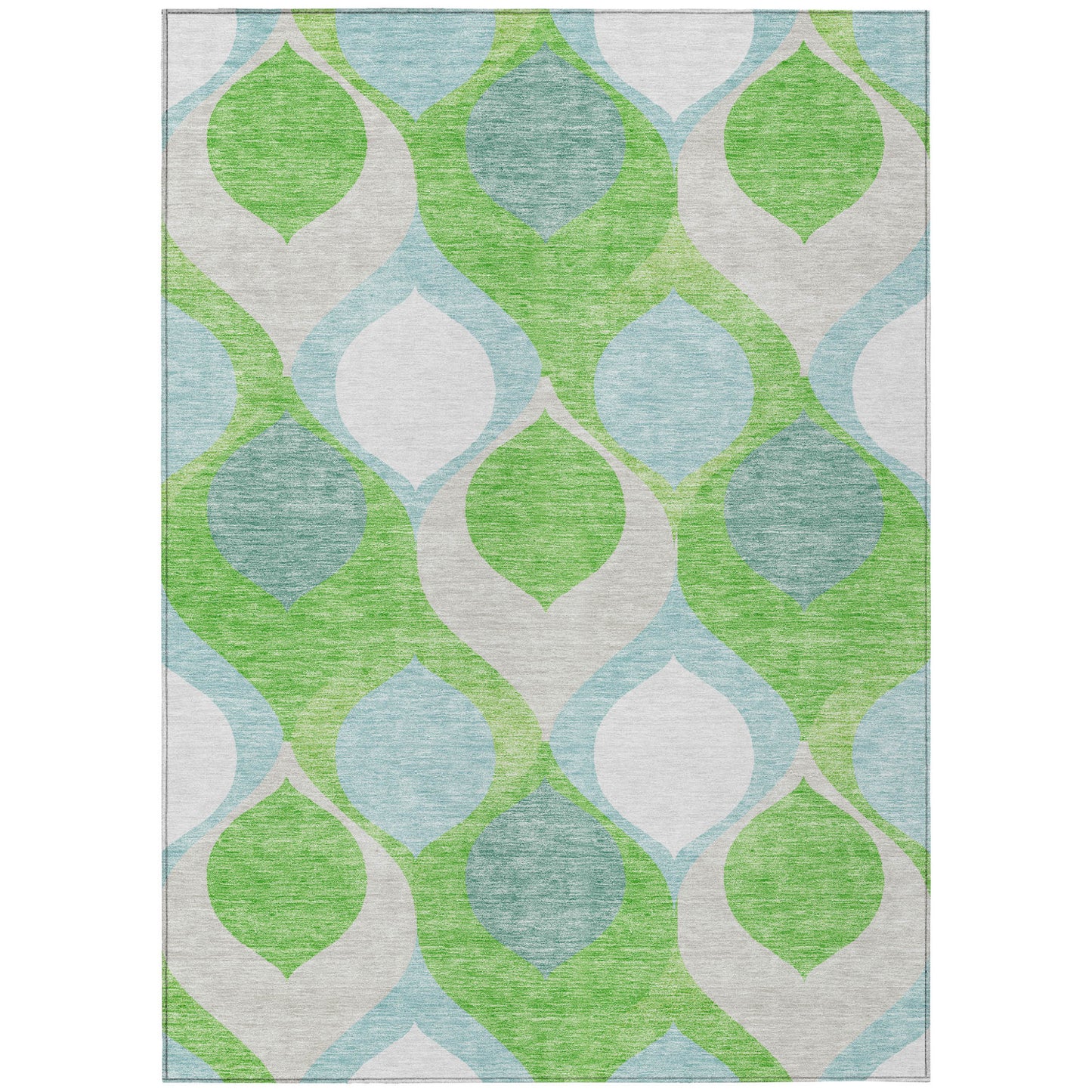 8' X 10' Lime Green Sky Blue And Denim Blue Ogee Washable Indoor Outdoor Area Rug-1