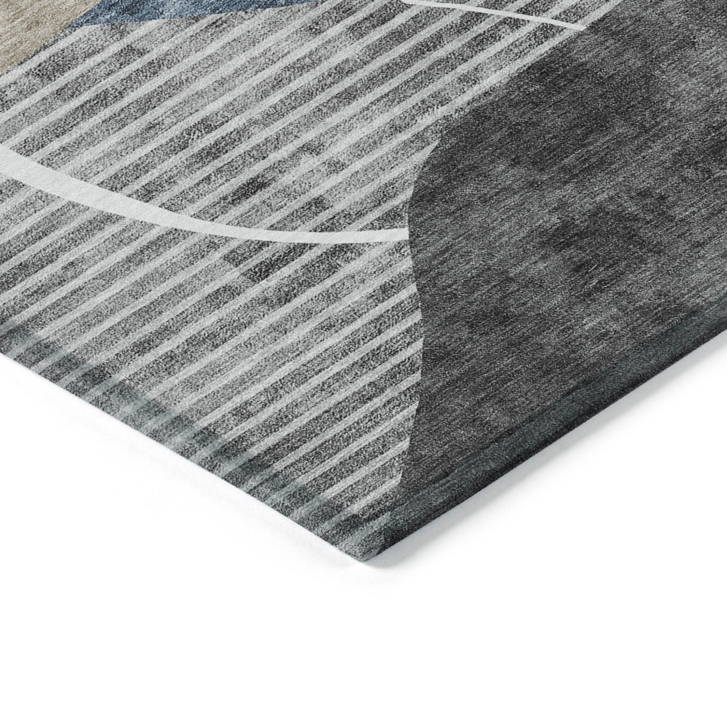 10' X 14' Blue Gray And Charcoal Abstract Washable Indoor Outdoor Area Rug-4