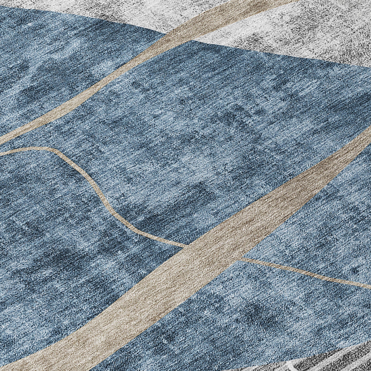 10' X 14' Blue Gray And Charcoal Abstract Washable Indoor Outdoor Area Rug-5