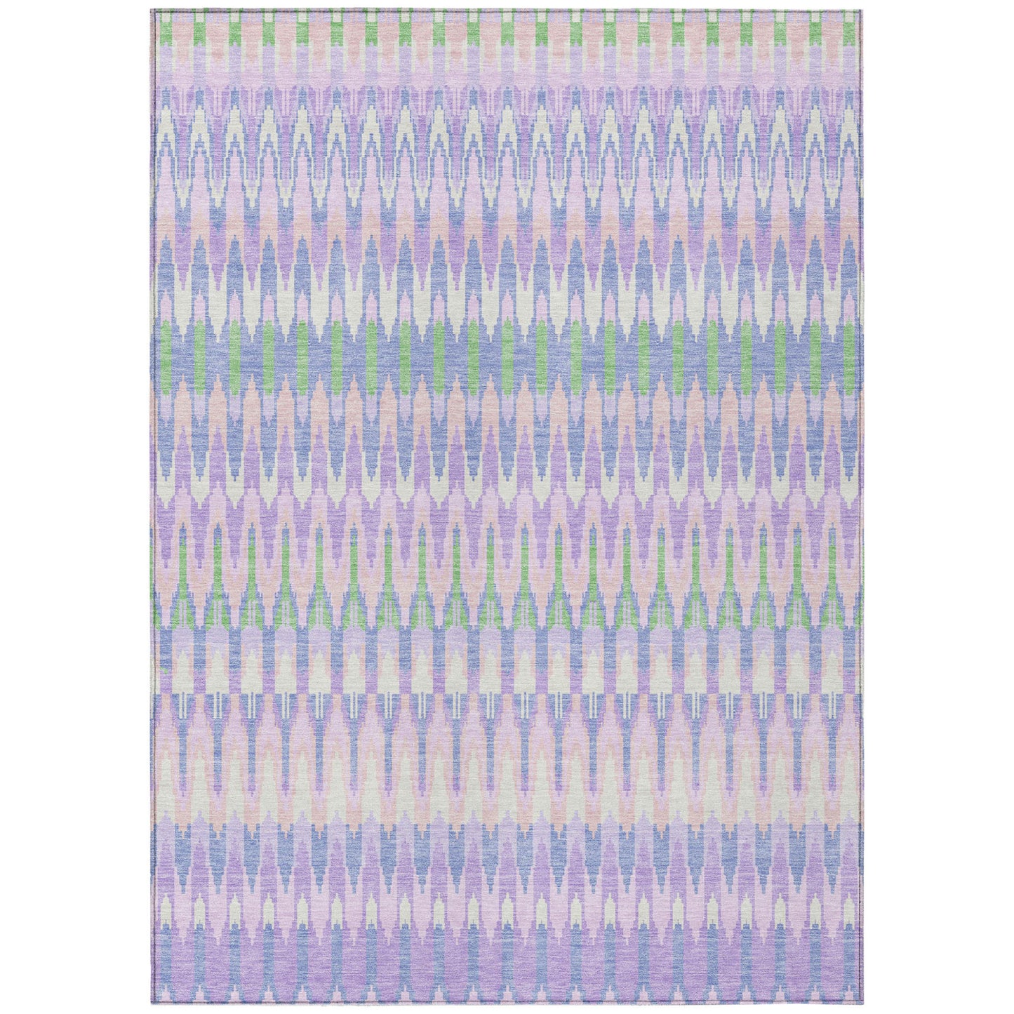 8' X 10' Lavender Pink And Lime Green Southwestern Washable Indoor Outdoor Area Rug-1