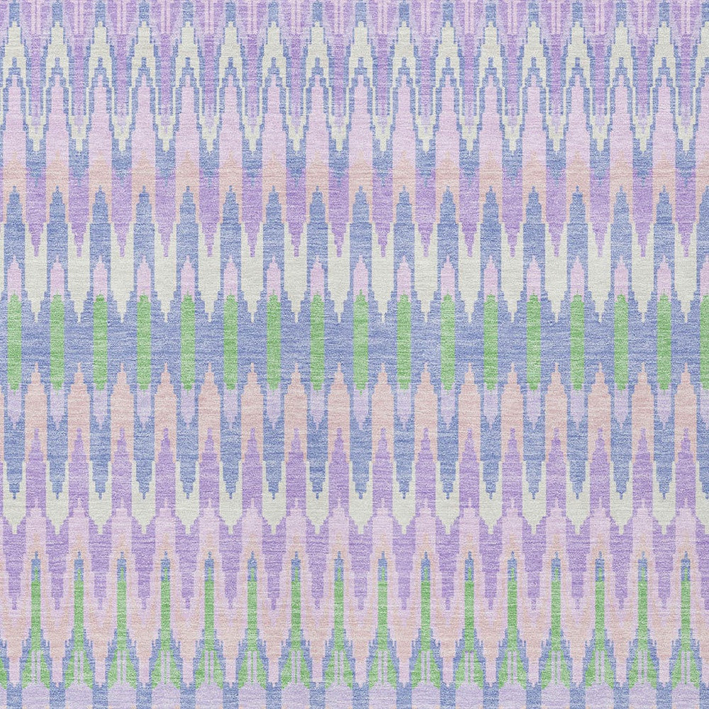 8' X 10' Lavender Pink And Lime Green Southwestern Washable Indoor Outdoor Area Rug-5