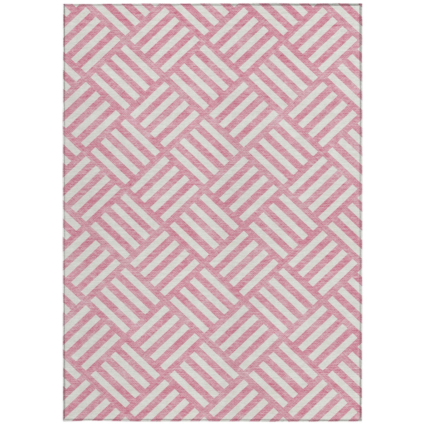 5' X 8' Pink And Ivory Geometric Washable Indoor Outdoor Area Rug-5