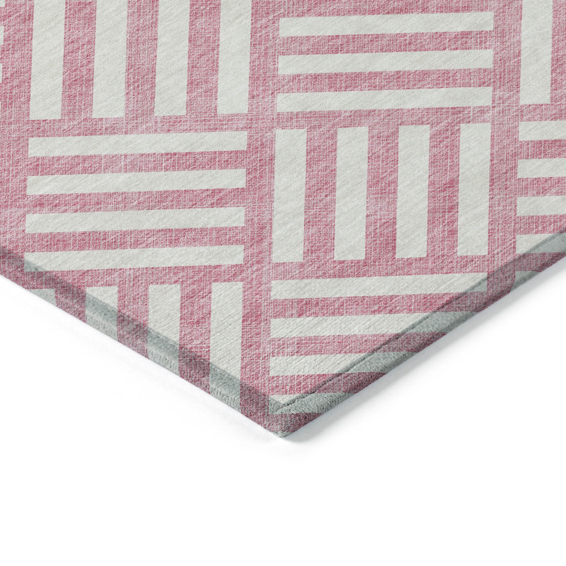 5' X 8' Pink And Ivory Geometric Washable Indoor Outdoor Area Rug-3