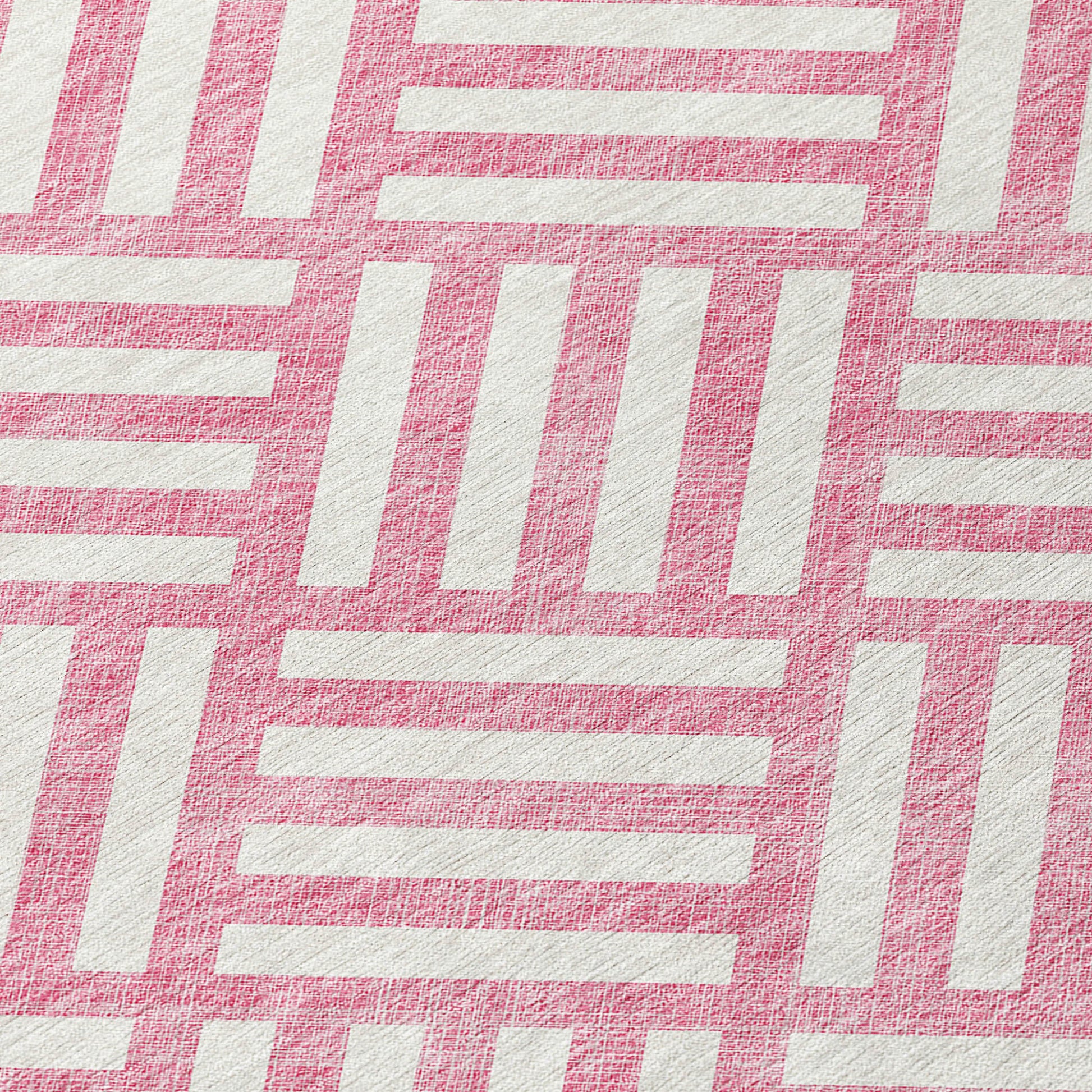 5' X 8' Pink And Ivory Geometric Washable Indoor Outdoor Area Rug-4