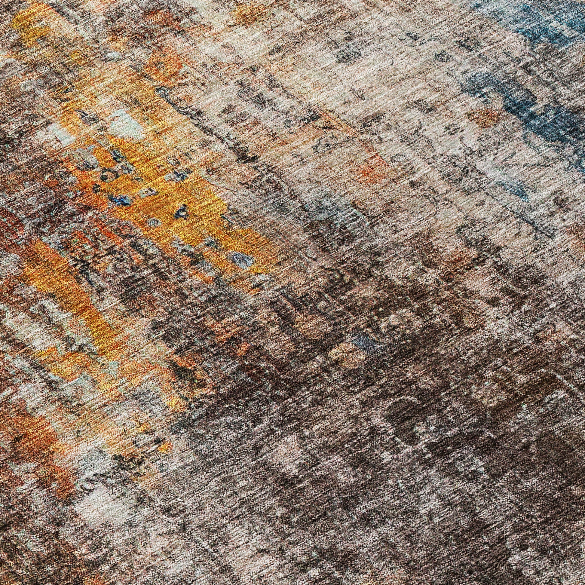 8' Taupe Chocolate And Copper Round Abstract Washable Indoor Outdoor Area Rug-7