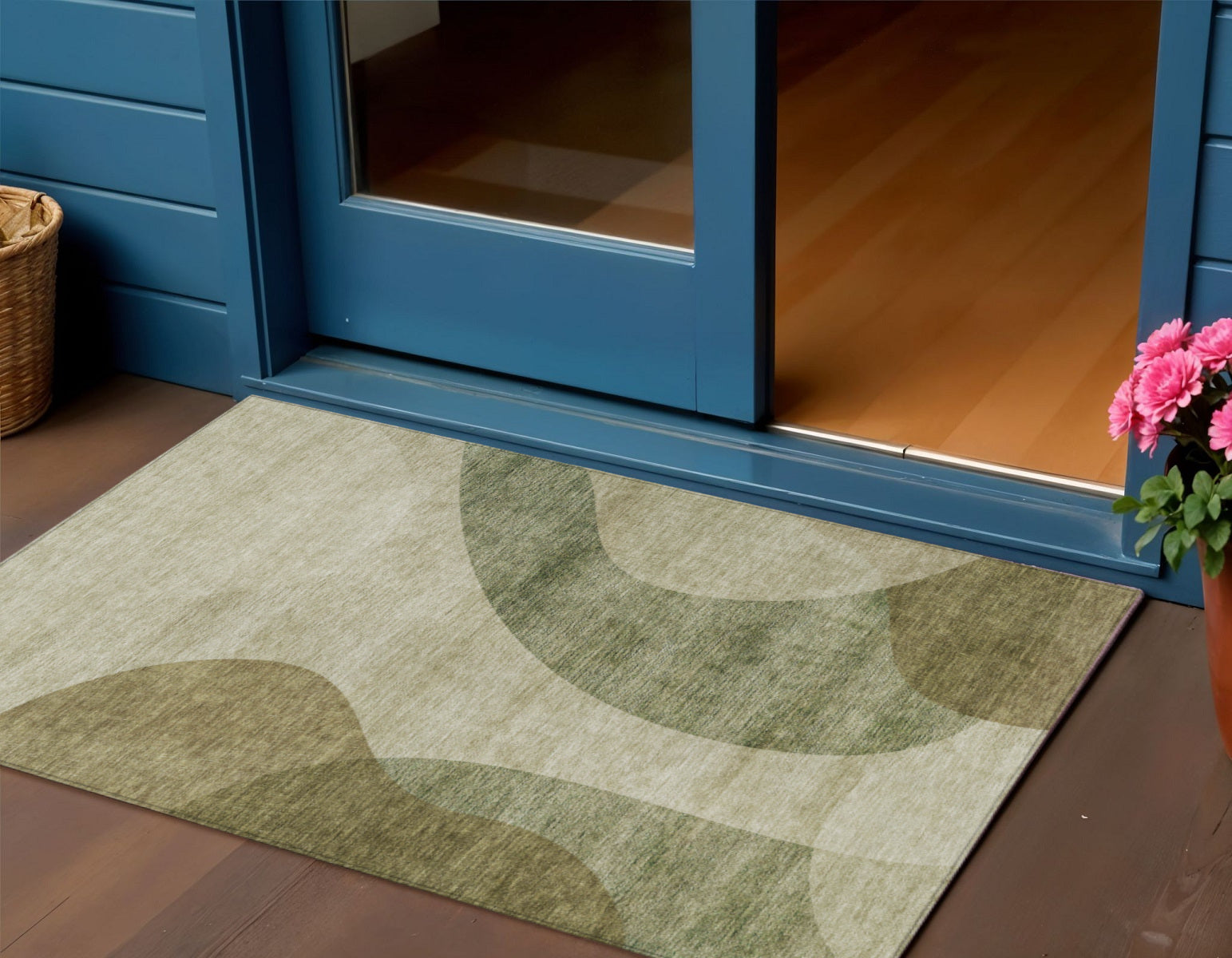 3' X 5' Beige And Chocolate Abstract Washable Indoor Outdoor Area Rug-0