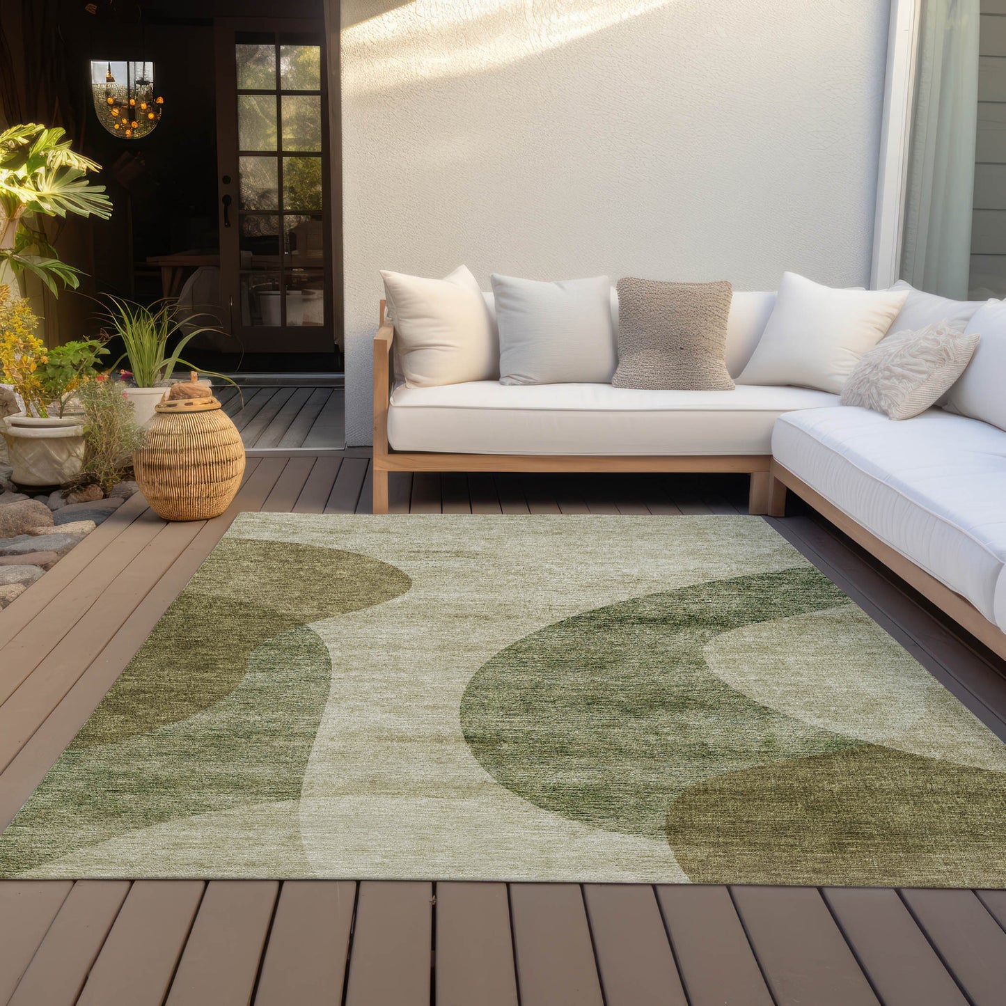 3' X 5' Beige And Chocolate Abstract Washable Indoor Outdoor Area Rug-6
