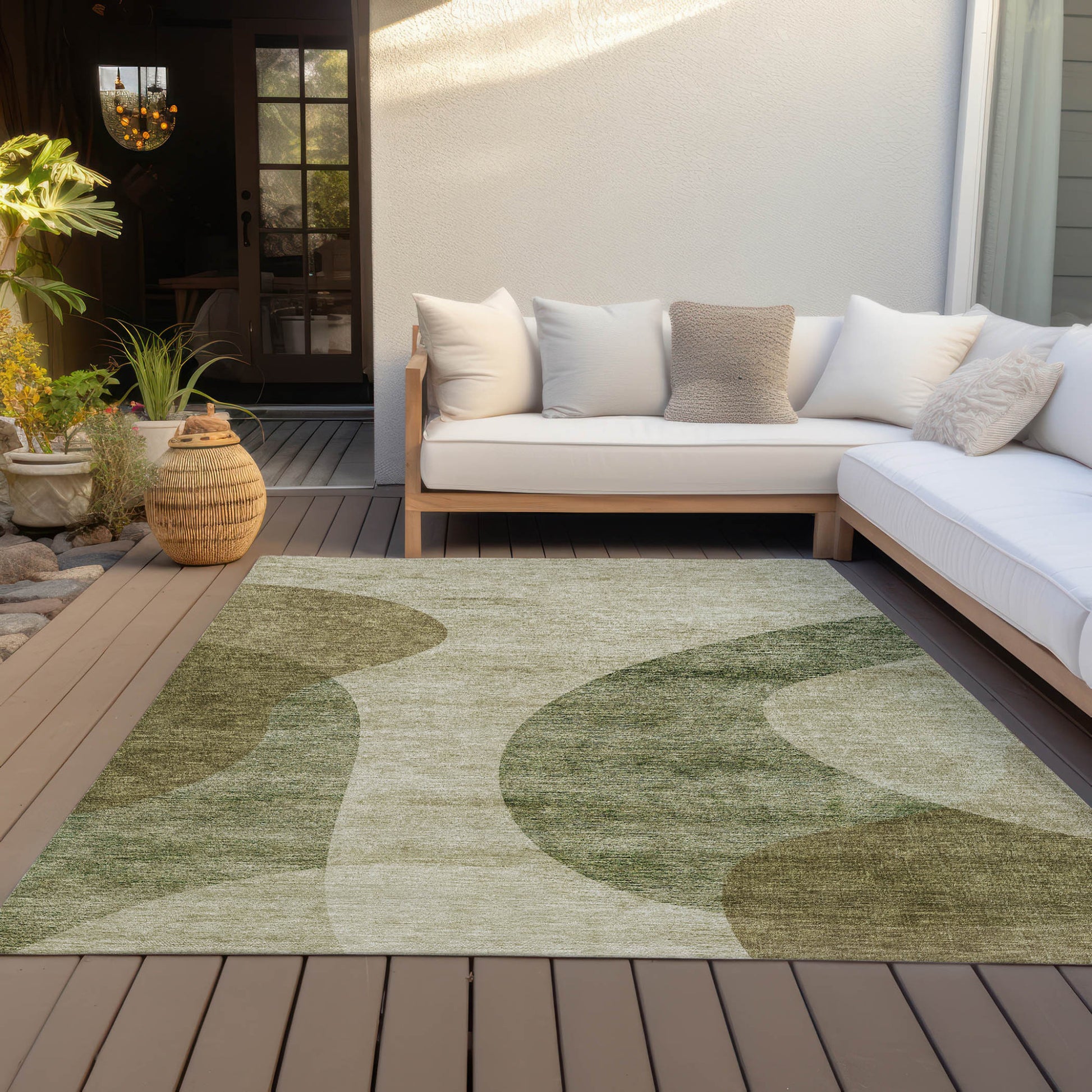 3' X 5' Beige And Chocolate Abstract Washable Indoor Outdoor Area Rug-6
