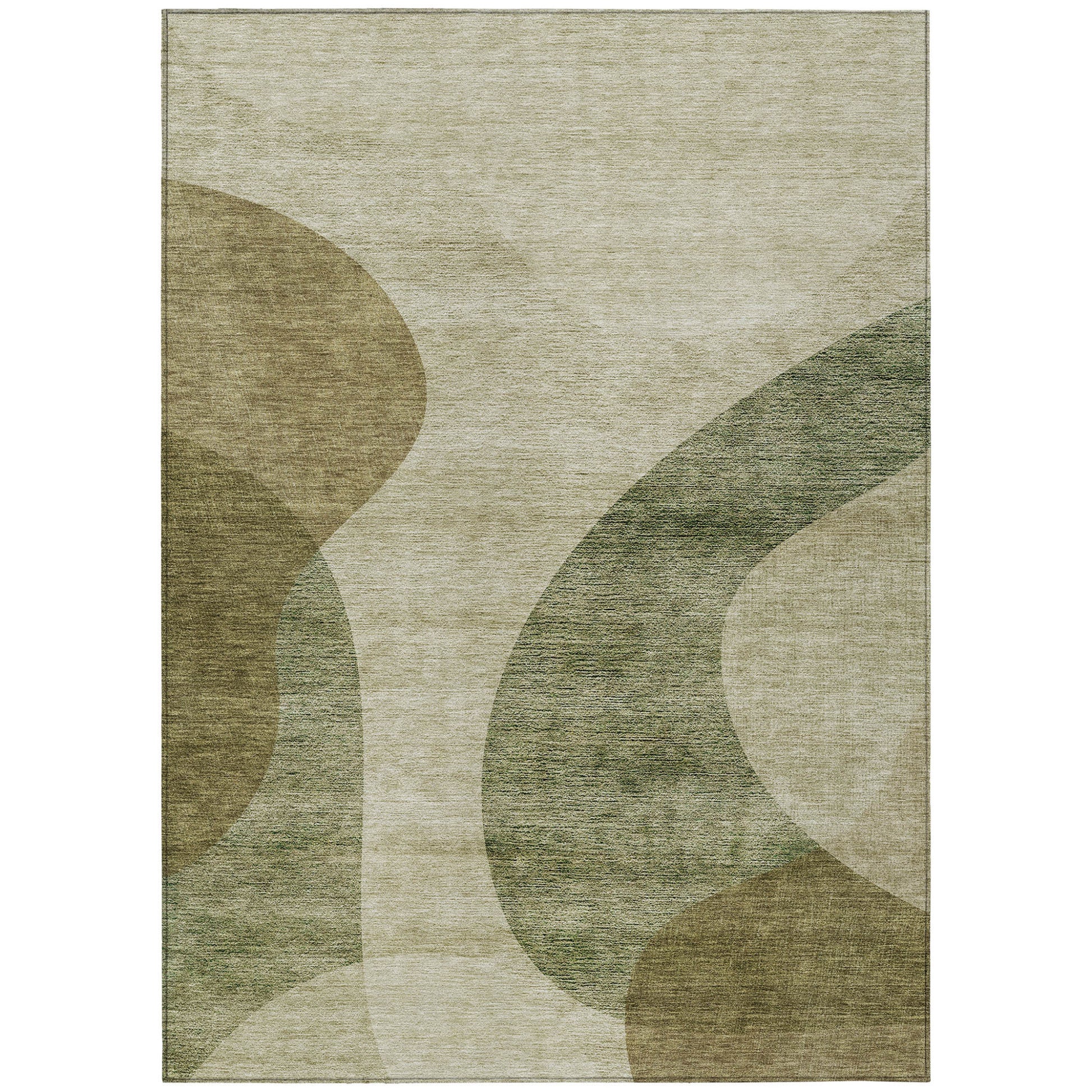 3' X 5' Beige And Chocolate Abstract Washable Indoor Outdoor Area Rug-1