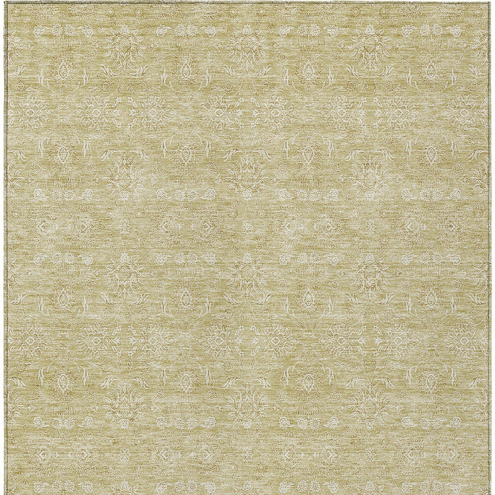 9' X 12' Beige Tan And Ivory Floral Washable Indoor Outdoor Area Rug-5