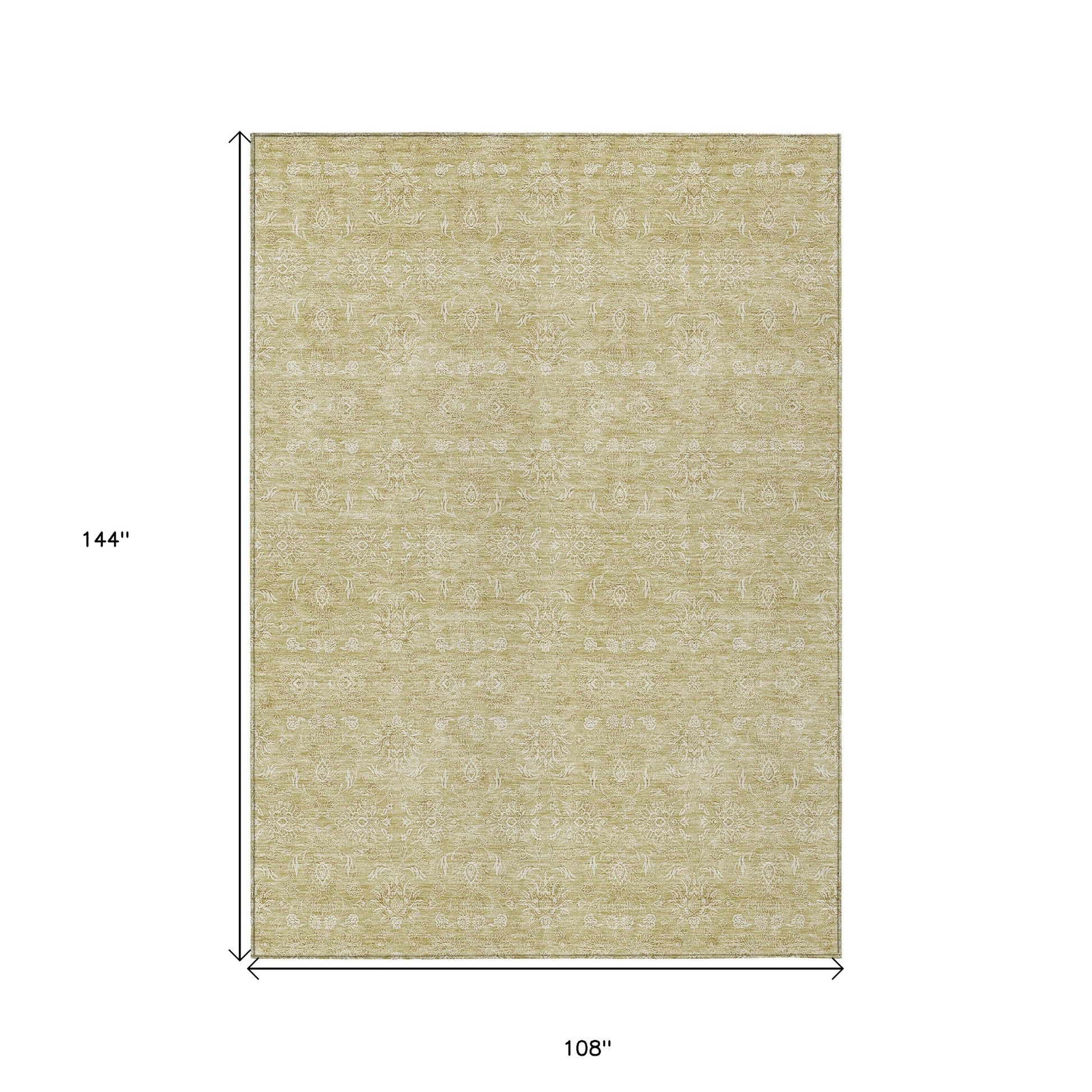 9' X 12' Beige Tan And Ivory Floral Washable Indoor Outdoor Area Rug-2