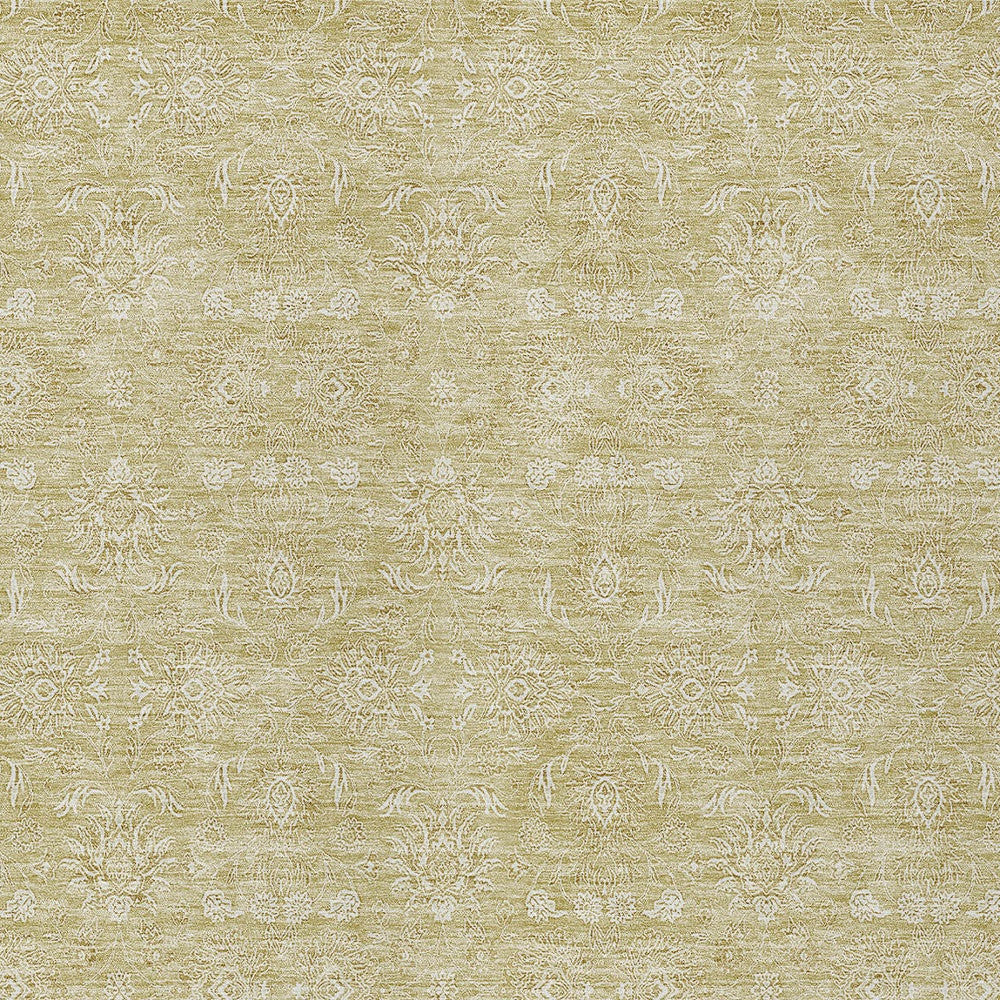 9' X 12' Beige Tan And Ivory Floral Washable Indoor Outdoor Area Rug-4