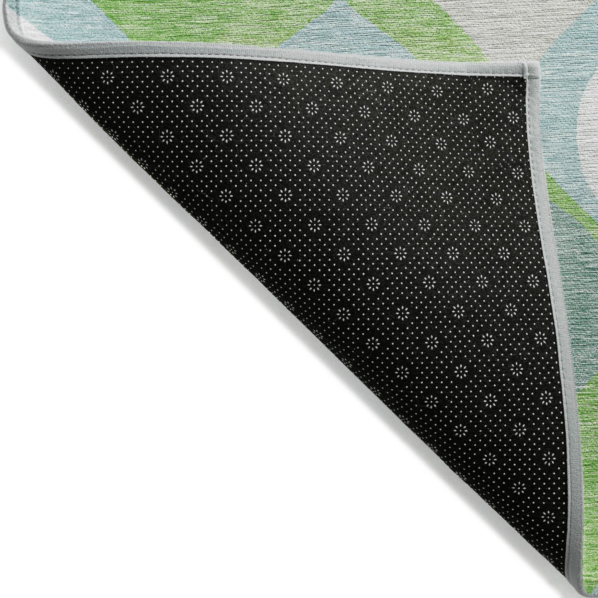 8' X 10' Lime Green Sky Blue And Denim Blue Ogee Washable Indoor Outdoor Area Rug-3
