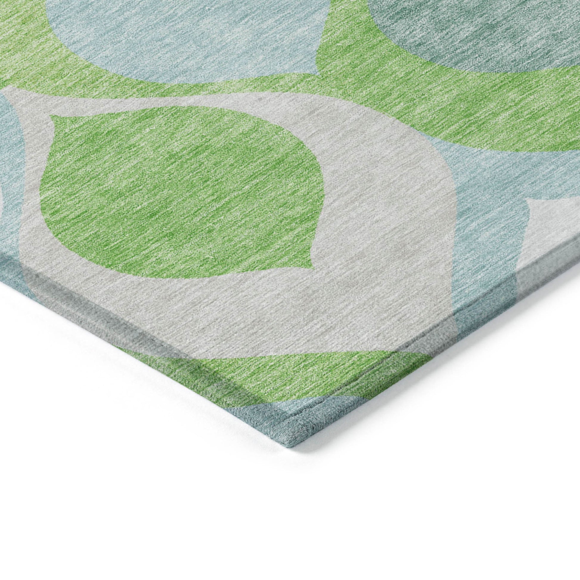 8' X 10' Lime Green Sky Blue And Denim Blue Ogee Washable Indoor Outdoor Area Rug-4