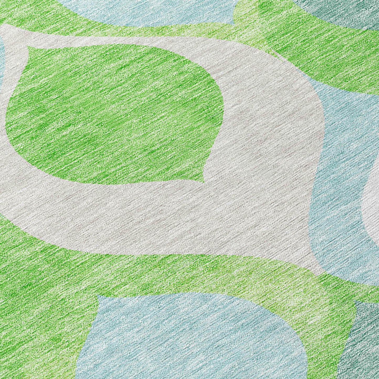 8' X 10' Lime Green Sky Blue And Denim Blue Ogee Washable Indoor Outdoor Area Rug-5