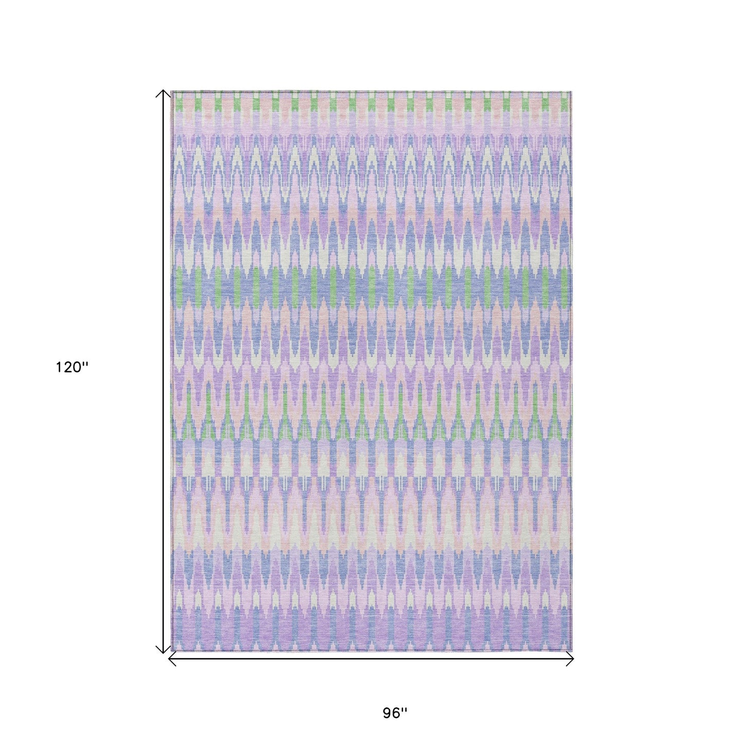 8' X 10' Lavender Pink And Lime Green Southwestern Washable Indoor Outdoor Area Rug-2