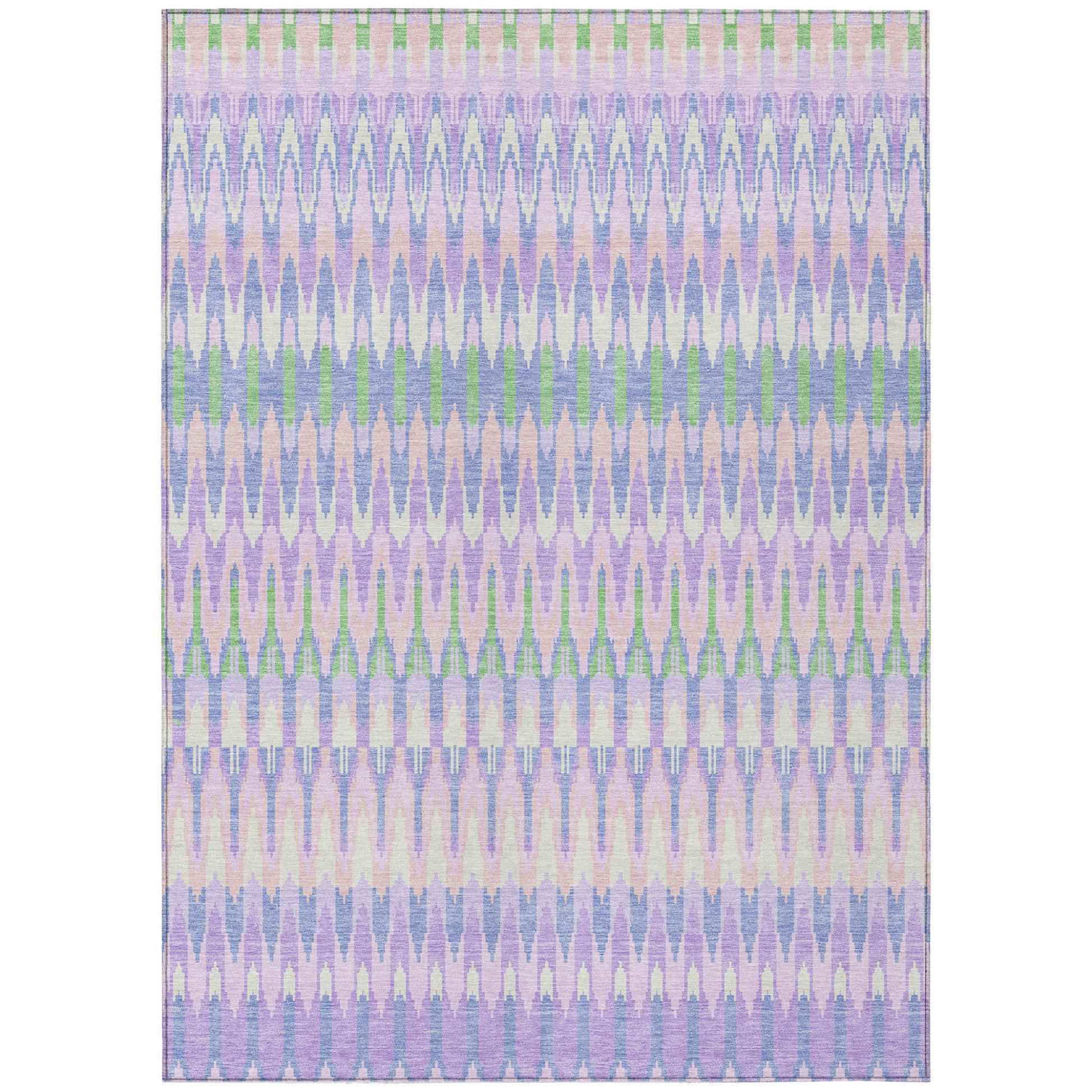 8' X 10' Lavender Pink And Lime Green Southwestern Washable Indoor Outdoor Area Rug-1