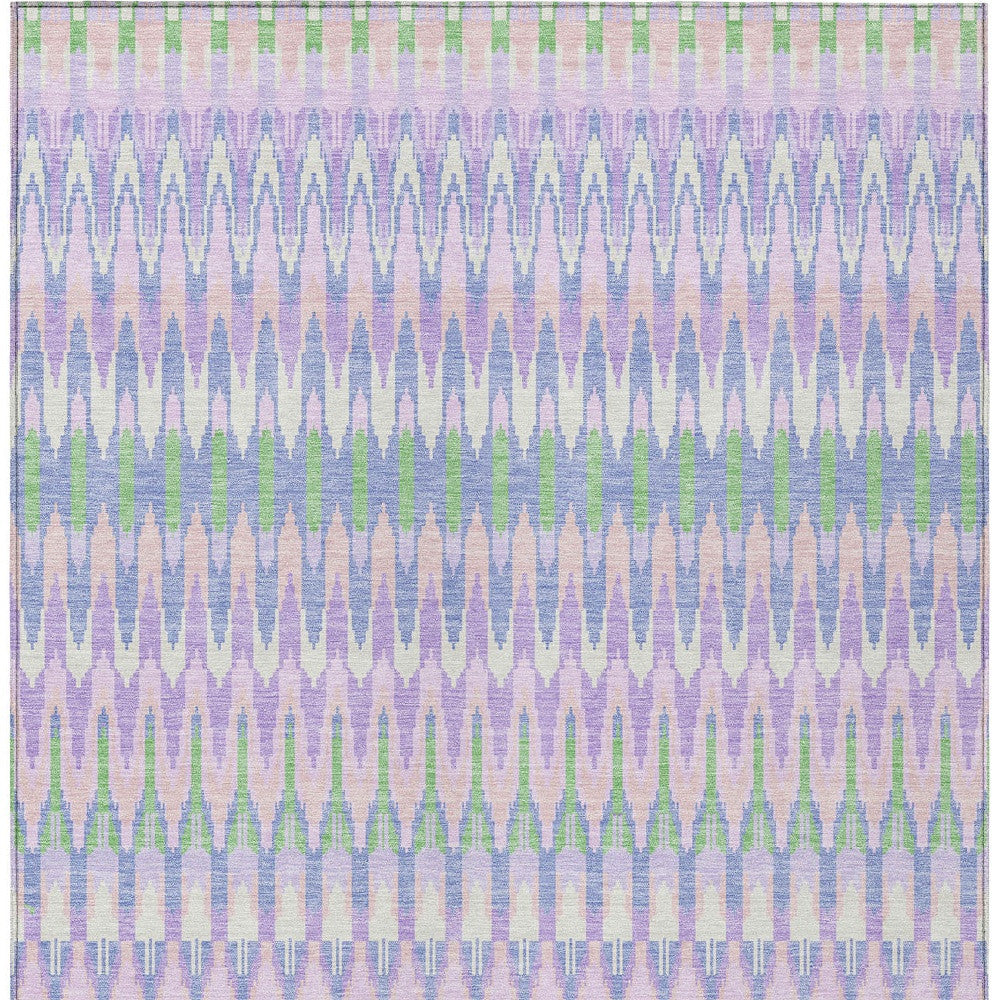 8' X 10' Lavender Pink And Lime Green Southwestern Washable Indoor Outdoor Area Rug-6
