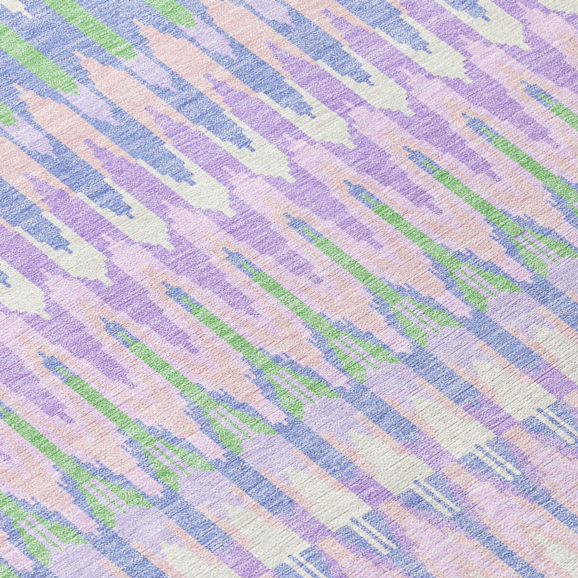 8' X 10' Lavender Pink And Lime Green Southwestern Washable Indoor Outdoor Area Rug-4